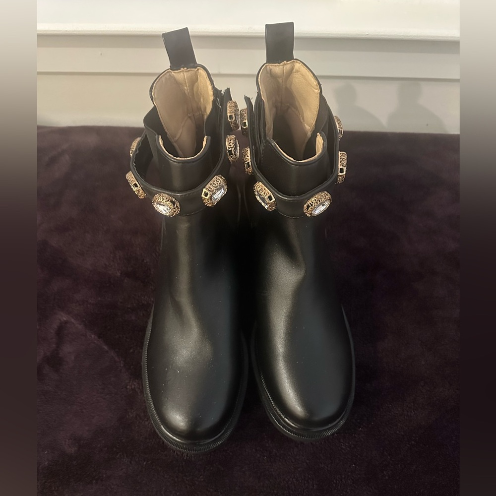 Steve Madden Amulet Jewel Embellished Chelsea Block Heel Booties